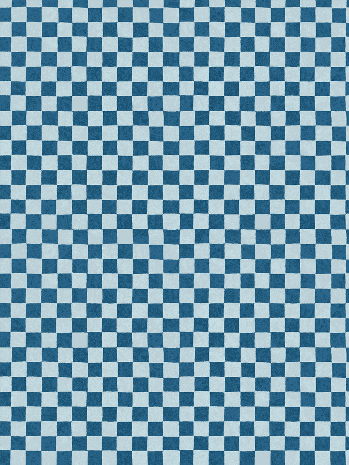 'Le Check' Wallpaper by Clare V. - Indigo Powder