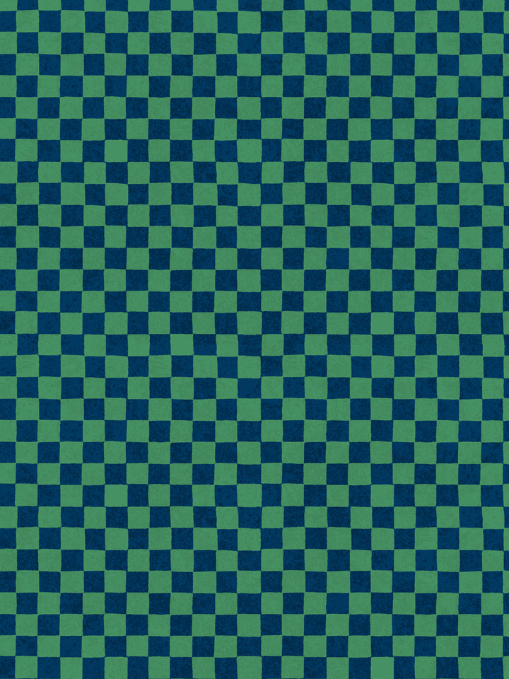'Le Check' Wallpaper by Clare V. - Navy Green