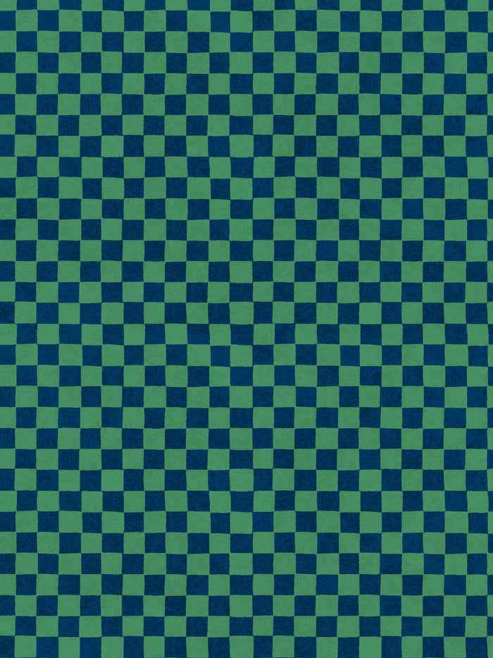 'Le Check' Wallpaper by Clare V. - Navy Green