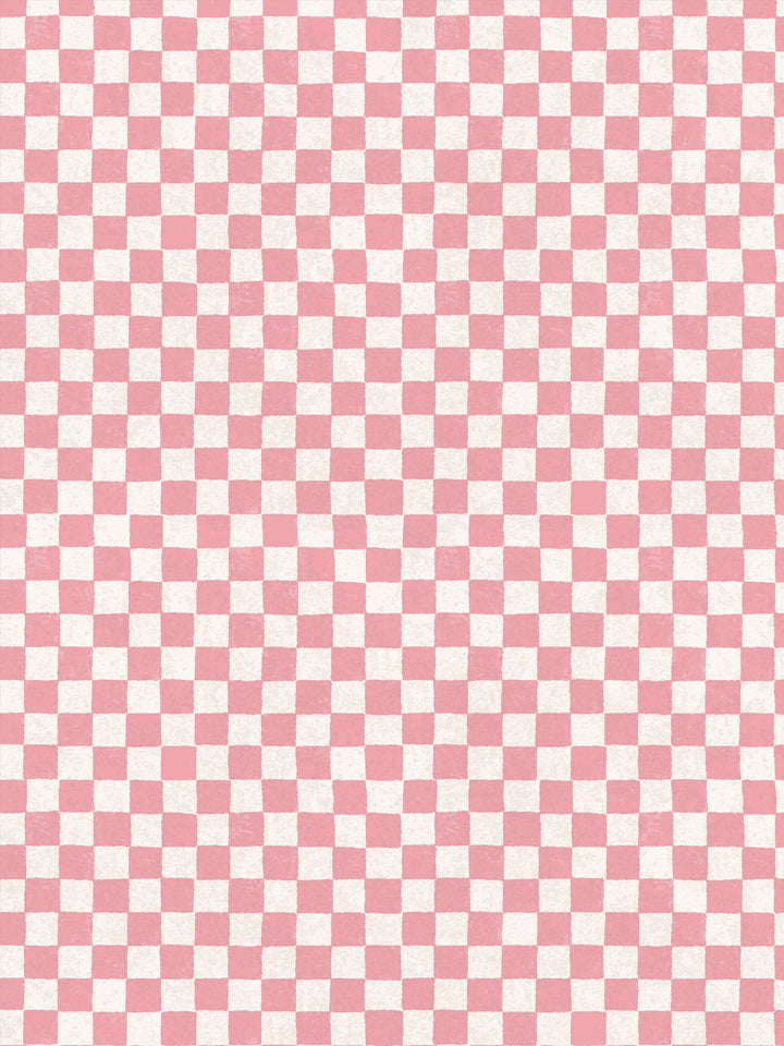 'Le Check' Wallpaper by Clare V. - Pink Cream
