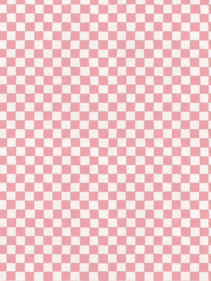 'Le Check' Wallpaper by Clare V. - Pink Cream