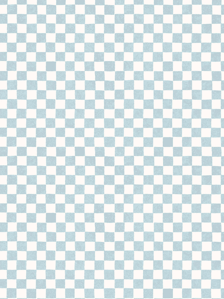 'Le Check' Wallpaper by Clare V. - Powder Blue