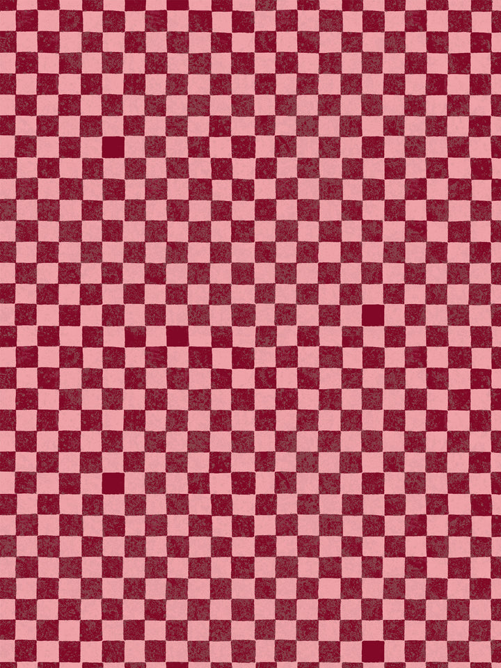 'Le Check' Wallpaper by Clare V. - Red Rouge