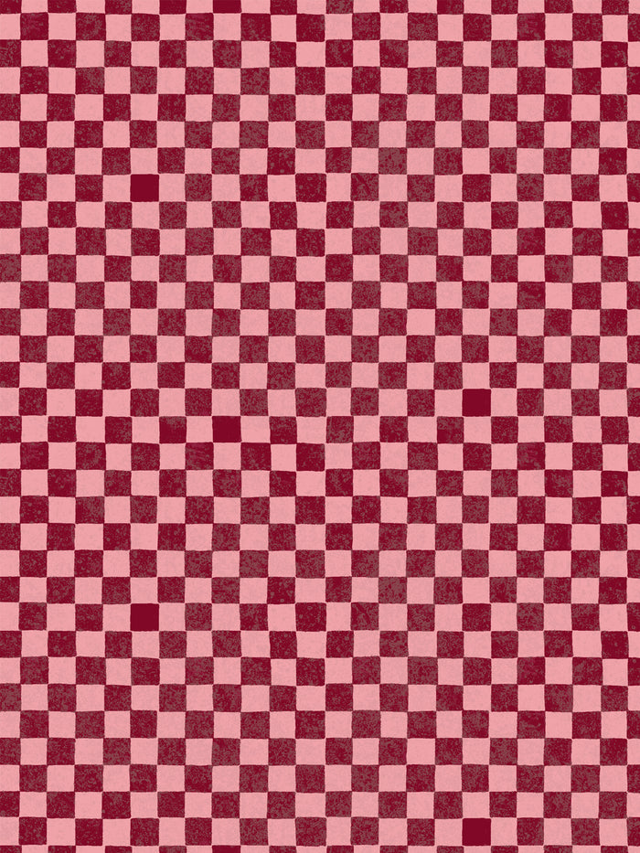 'Le Check' Wallpaper by Clare V. - Red Rouge