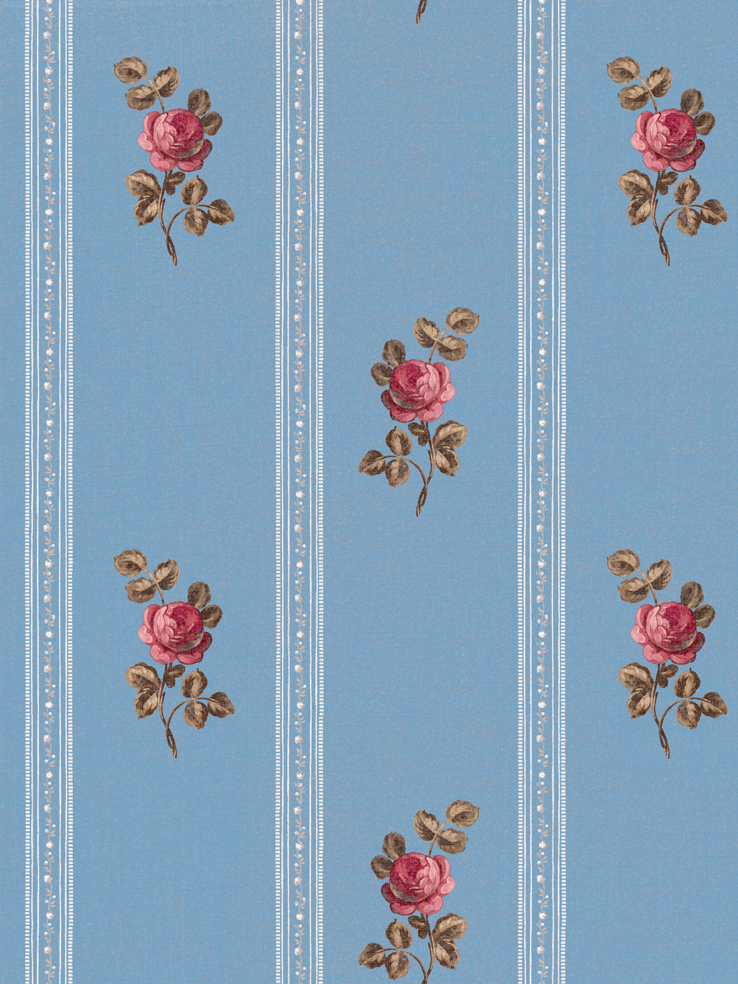 'Le Rosebud' Linen Fabric by Clare V. - Azure Rose