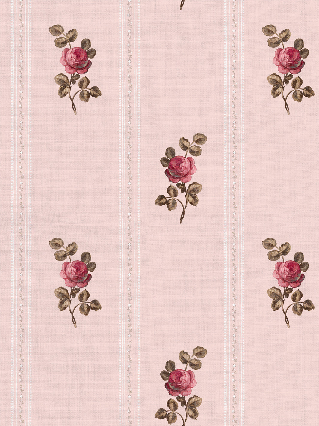'Le Rosebud' Linen Fabric by Clare V. - Blush Rose