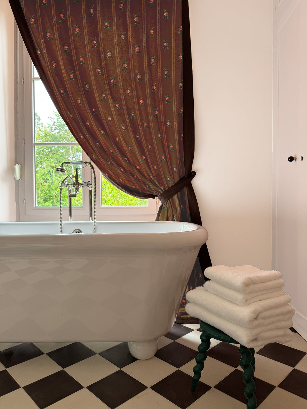 'Le Rosebud' Linen Fabric by Clare V. - Cocoa Blush