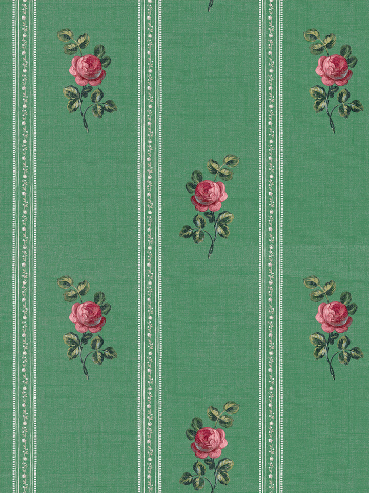 'Le Rosebud' Linen Fabric by Clare V. - Fern Rose