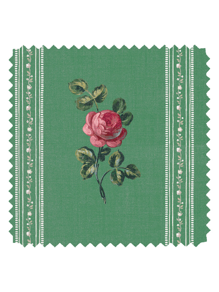 'Le Rosebud' Linen Fabric by Clare V. - Fern Rose