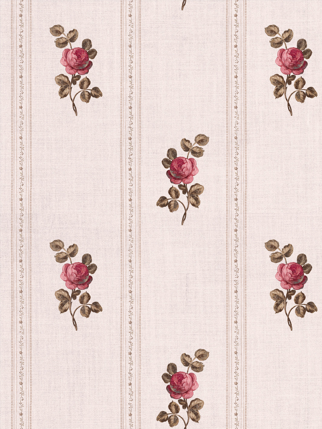 'Le Rosebud' Linen Fabric by Clare V. - Petal Brown