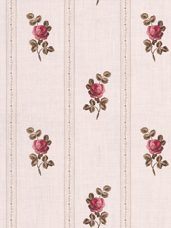 'Le Rosebud' Linen Fabric by Clare V. - Petal Brown