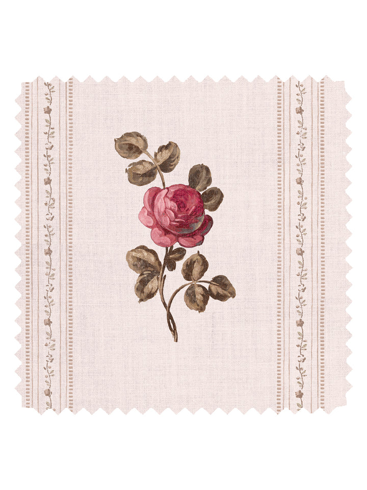 'Le Rosebud' Linen Fabric by Clare V. - Petal Brown