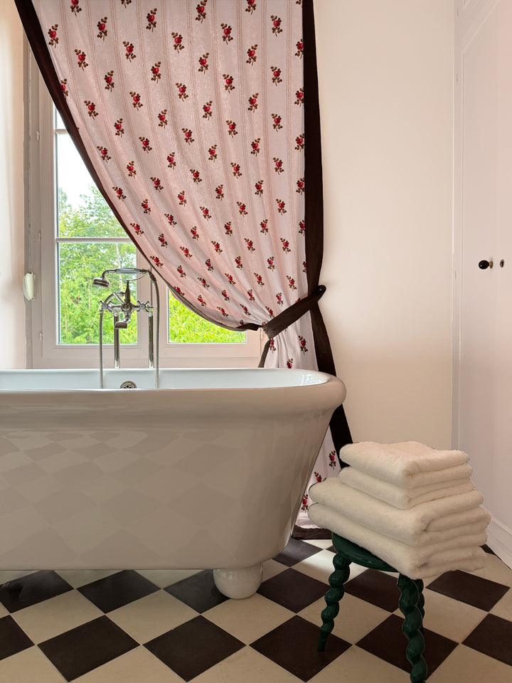 'Le Rosebud' Linen Fabric by Clare V. - Petal Brown