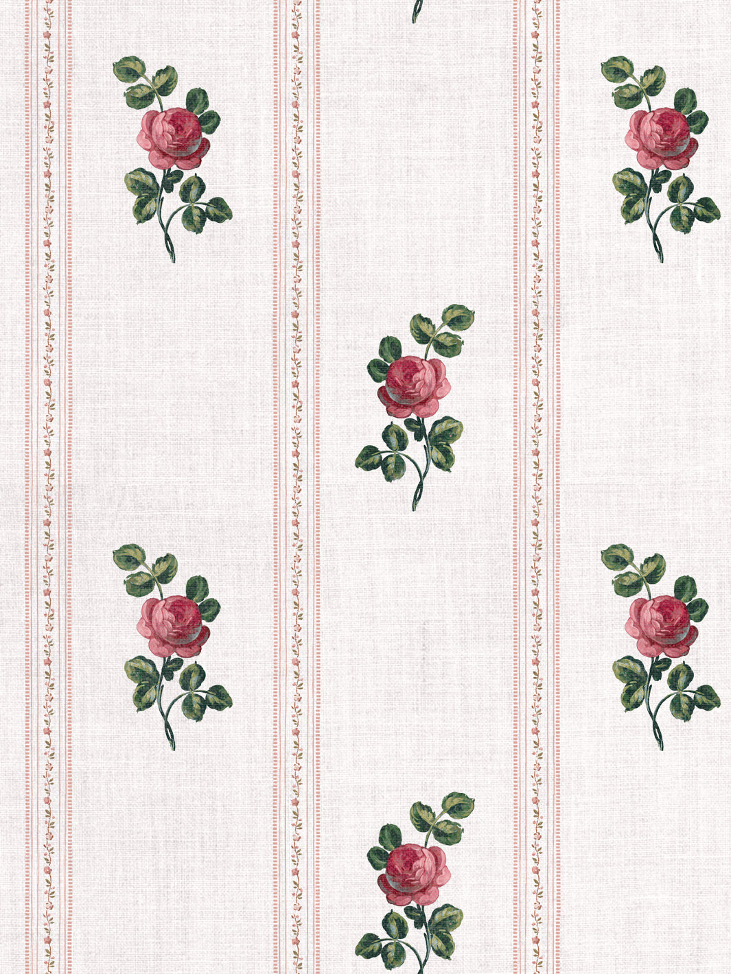 'Le Rosebud' Linen Fabric by Clare V. - Rouge Green