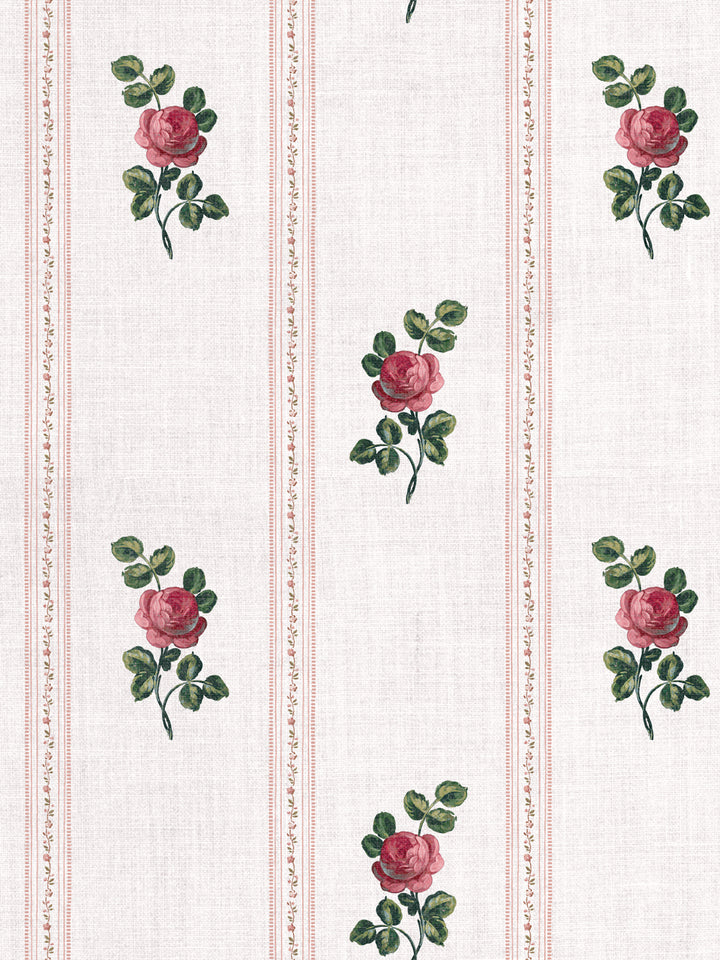 'Le Rosebud' Linen Fabric by Clare V. - Rouge Green