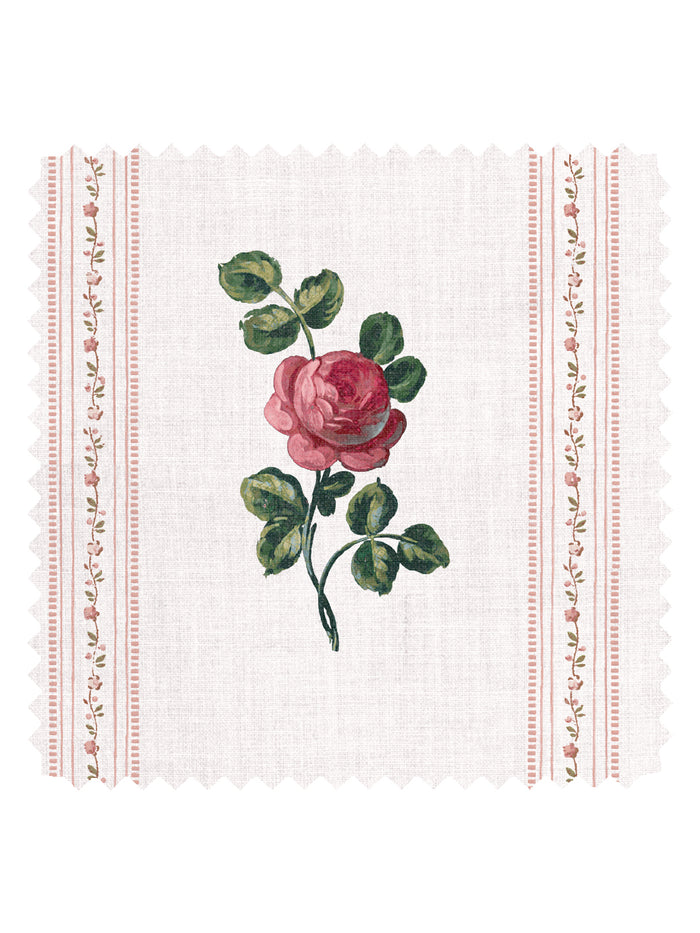 'Le Rosebud' Linen Fabric by Clare V. - Rouge Green