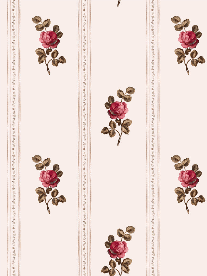 'Le Rosebud' Wallpaper by Clare V. - Petal Brown