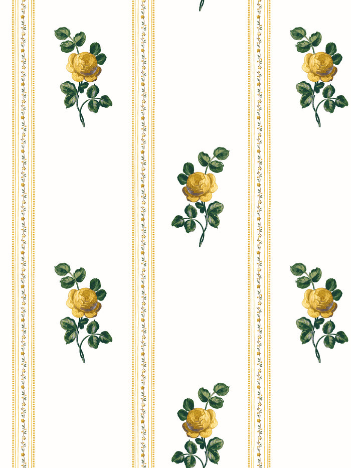 'Le Rosebud' Wallpaper by Clare V. - Yellow Green