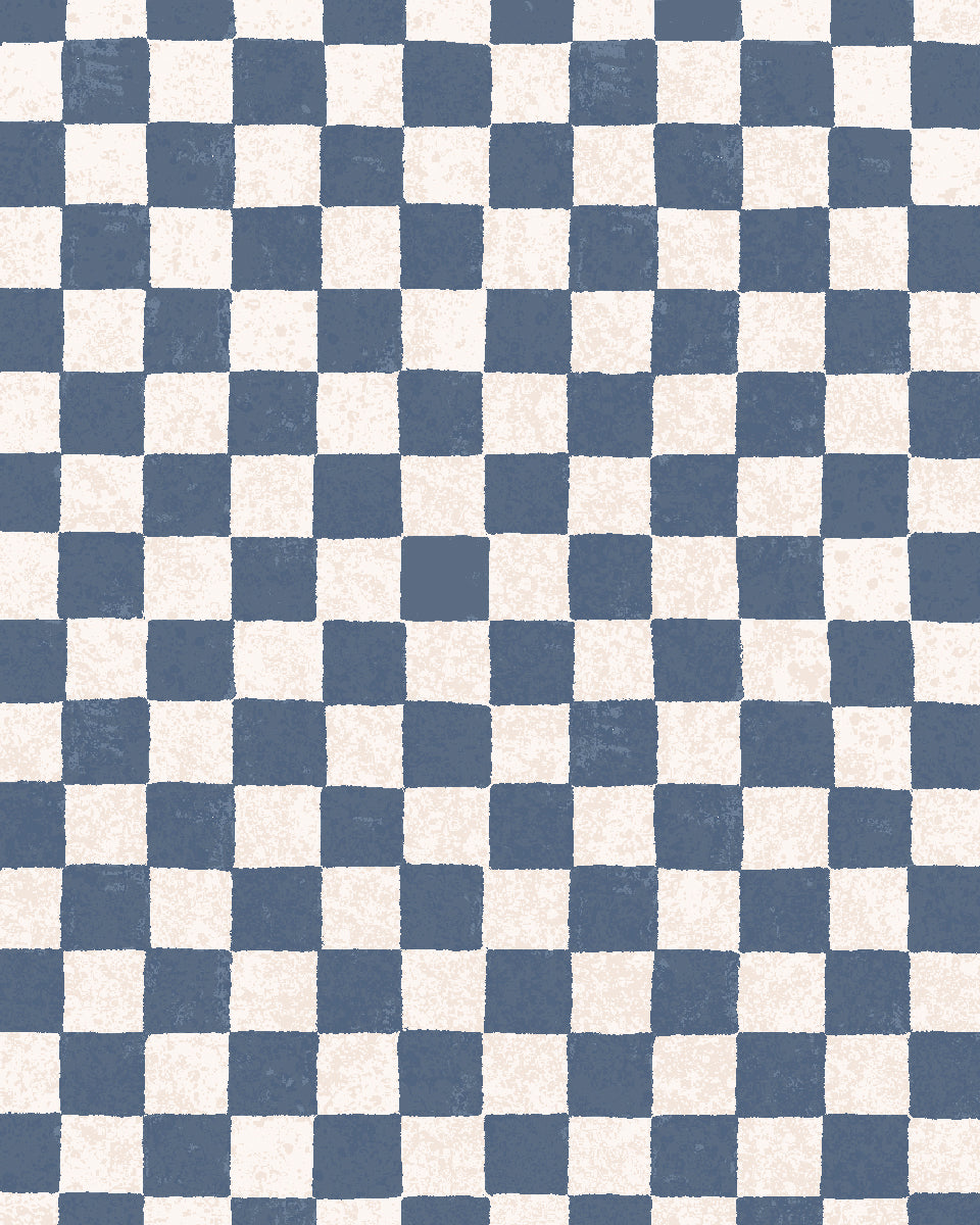'Le Check' Wallpaper by Clare V. - Chambray Blue