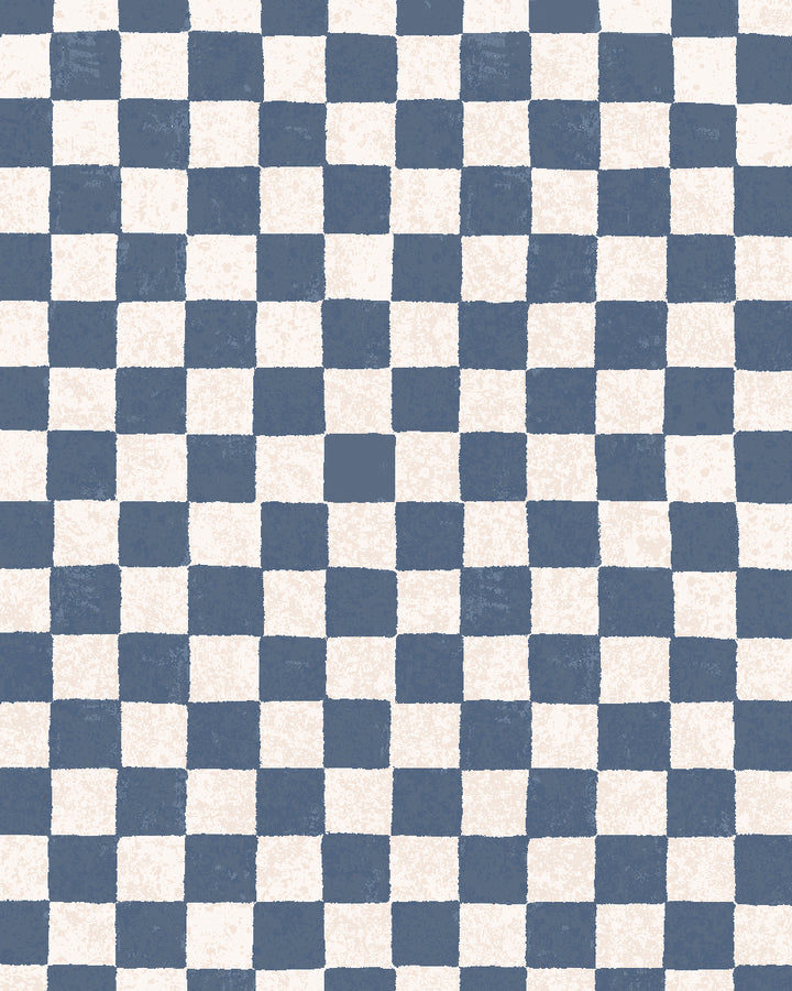 'Le Check' Wallpaper by Clare V. - Chambray Blue