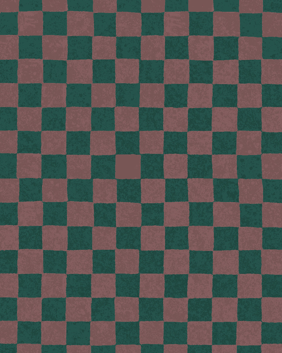'Le Check' Wallpaper by Clare V. - Chestnut Pine
