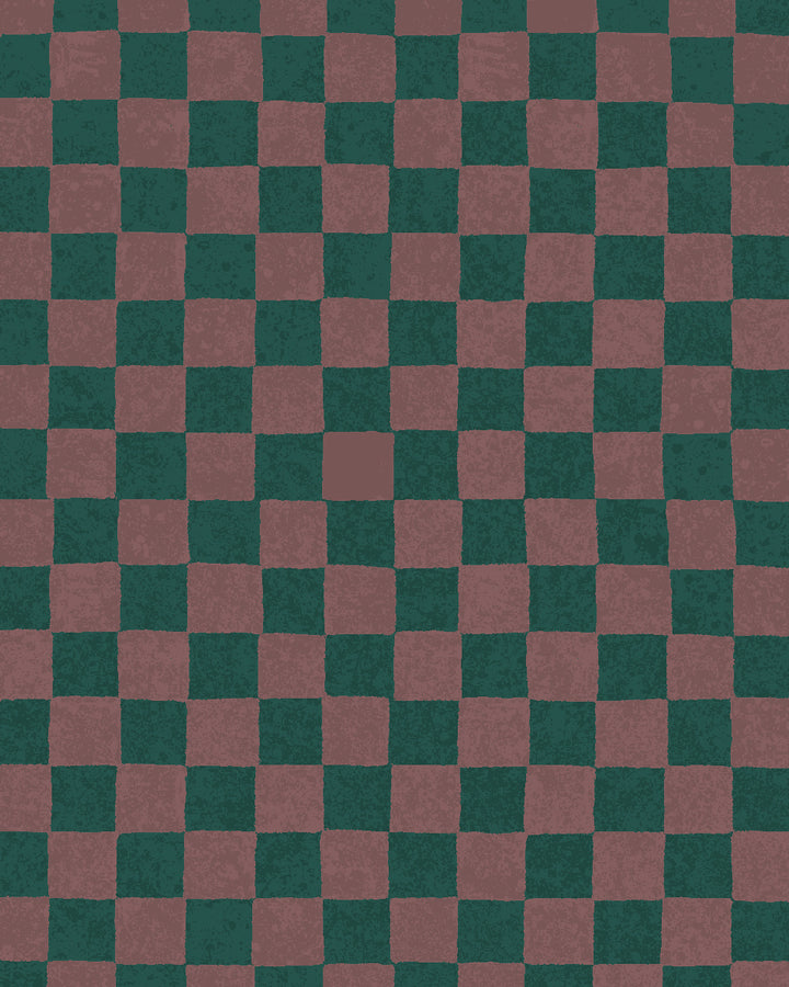 'Le Check' Wallpaper by Clare V. - Chestnut Pine