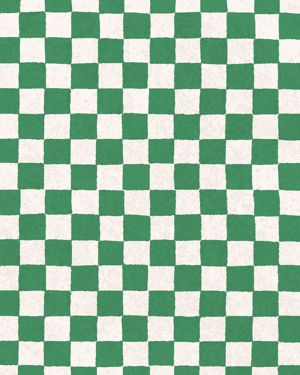 'Le Check' Wallpaper by Clare V. - Evergreen Cream