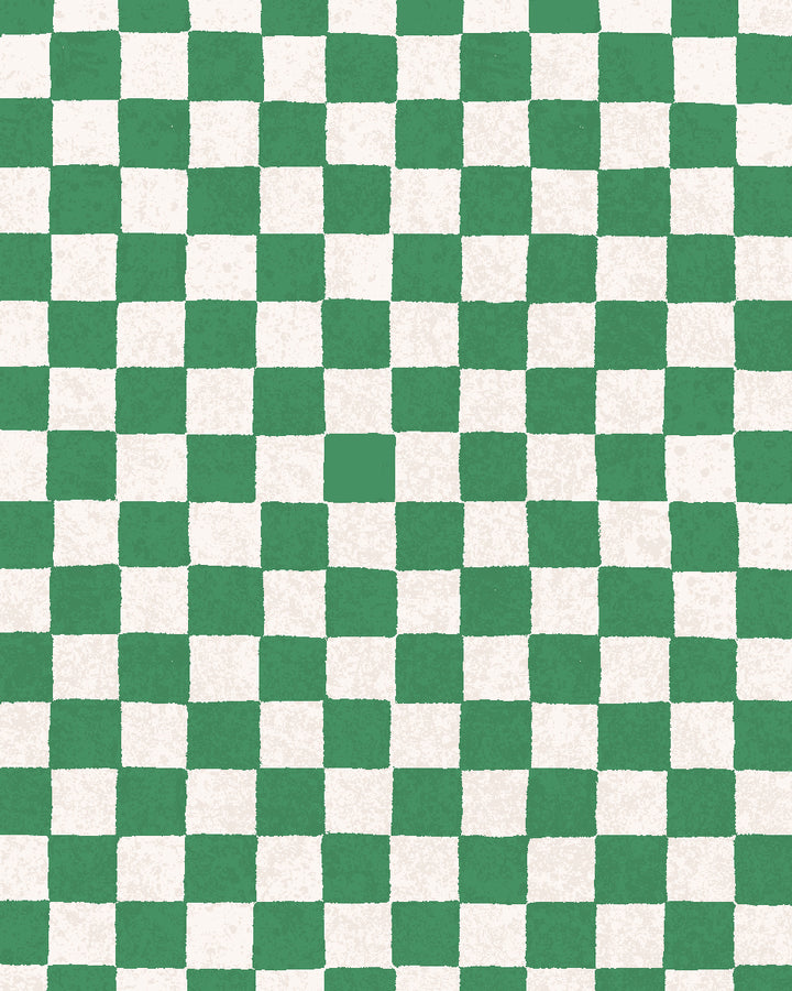 'Le Check' Wallpaper by Clare V. - Evergreen Cream