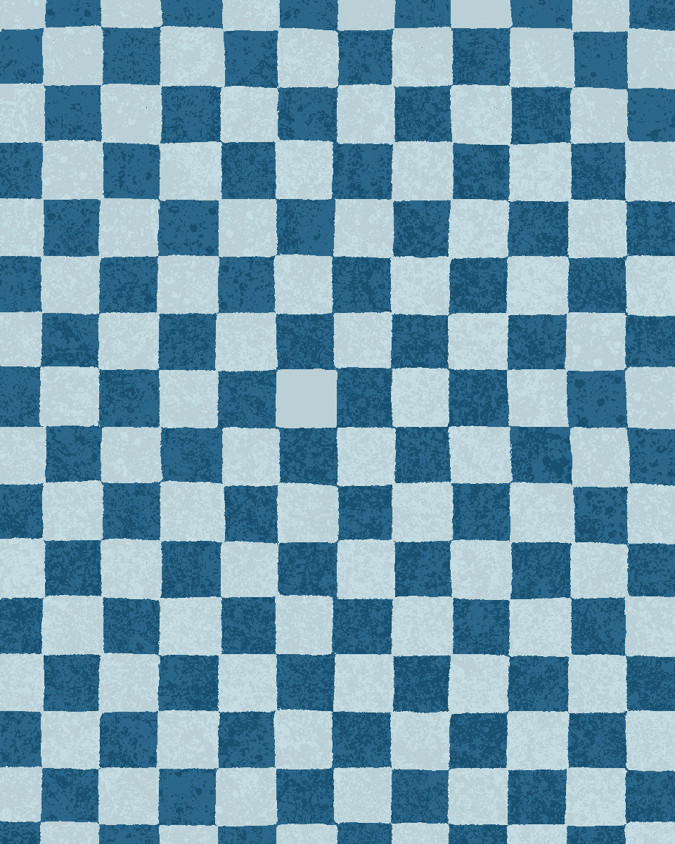 'Le Check' Wallpaper by Clare V. - Indigo Powder