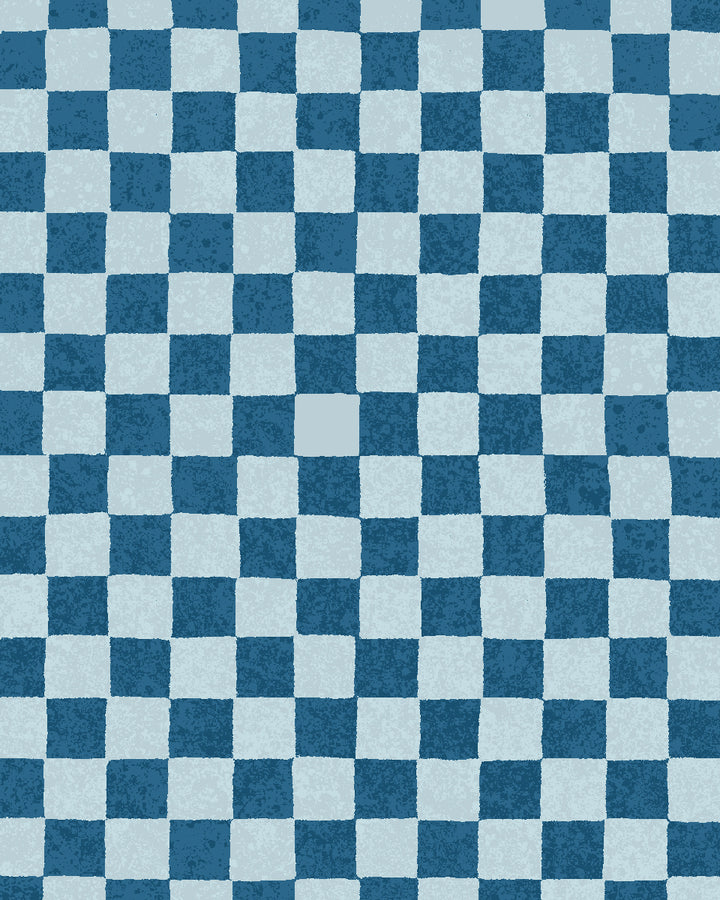 'Le Check' Wallpaper by Clare V. - Indigo Powder