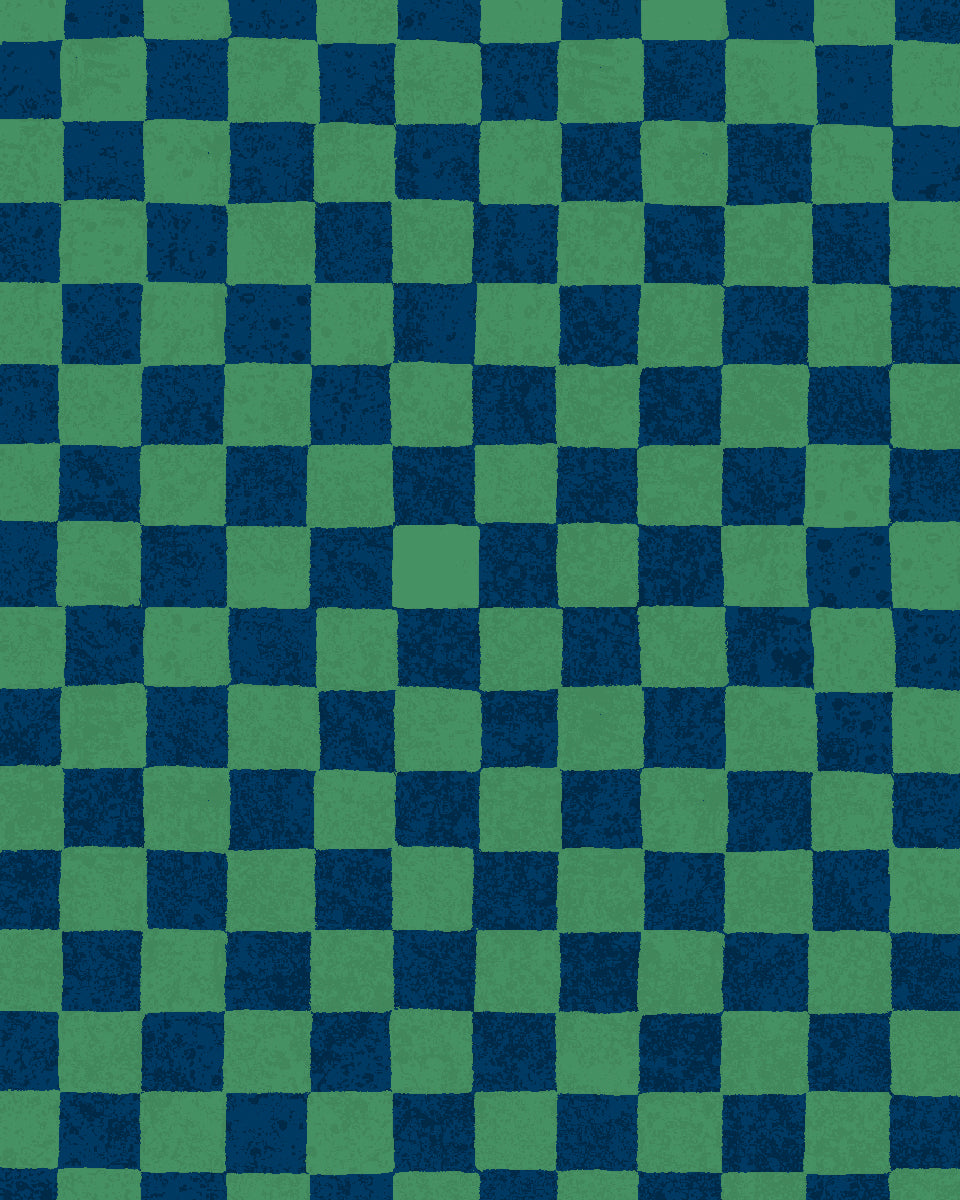 'Le Check' Wallpaper by Clare V. - Navy Green