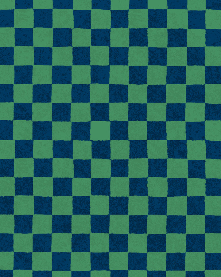 'Le Check' Wallpaper by Clare V. - Navy Green