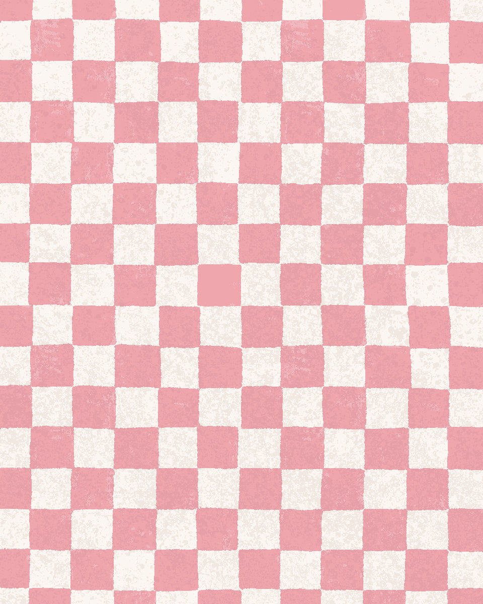 'Le Check' Wallpaper by Clare V. - Pink Cream