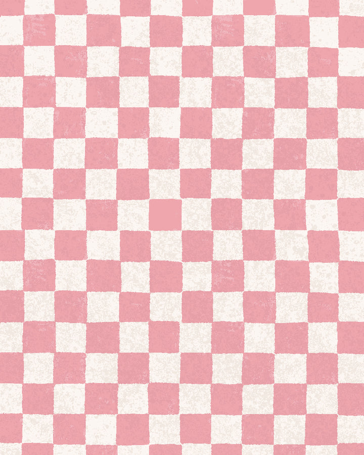 'Le Check' Wallpaper by Clare V. - Pink Cream