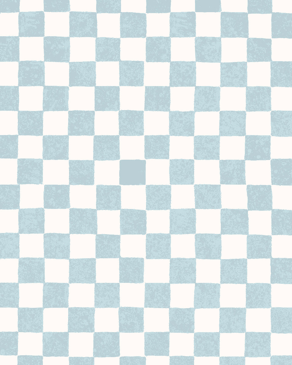 'Le Check' Wallpaper by Clare V. - Powder Blue