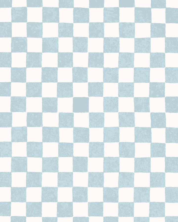 'Le Check' Wallpaper by Clare V. - Powder Blue