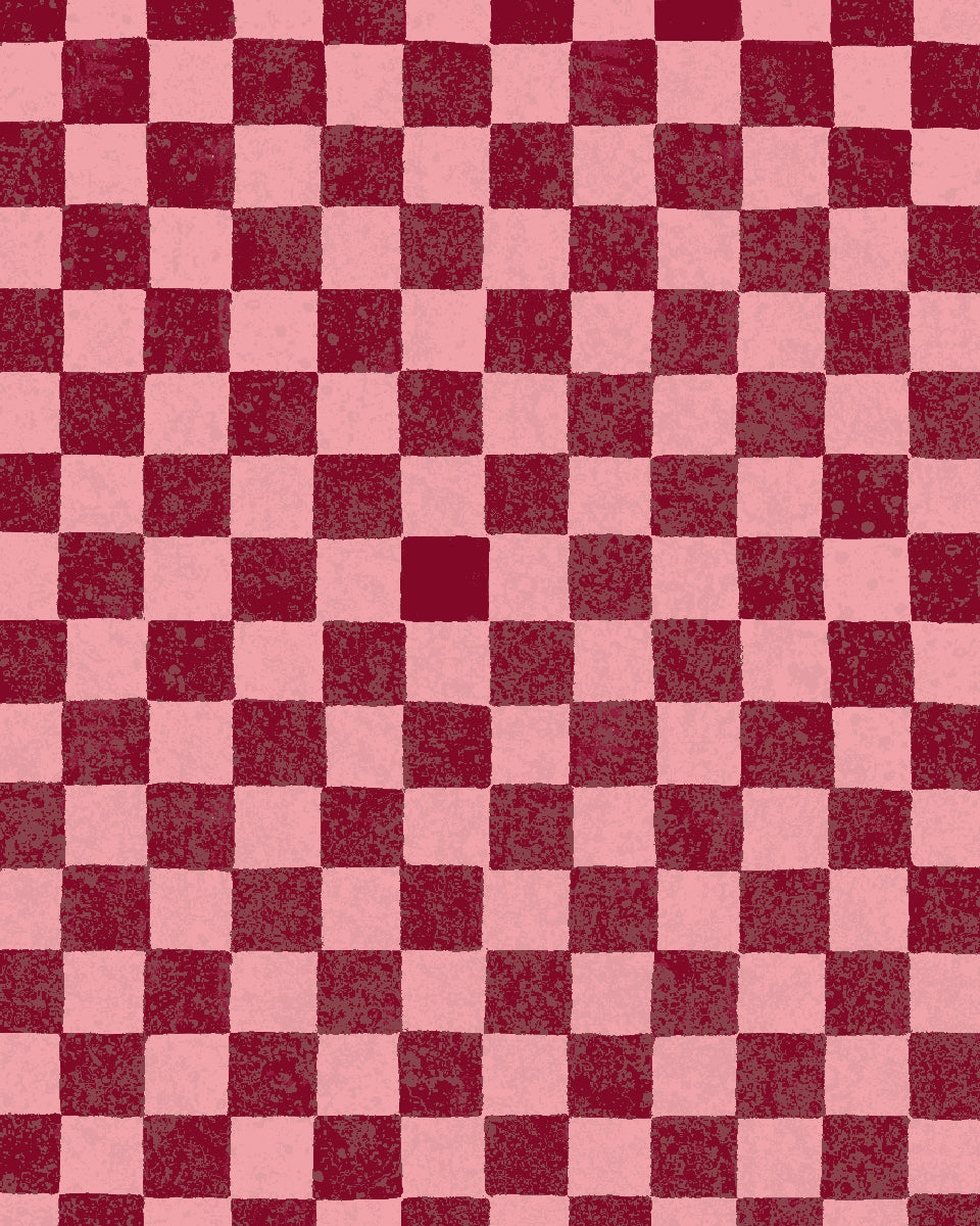'Le Check' Wallpaper by Clare V. - Red Rouge