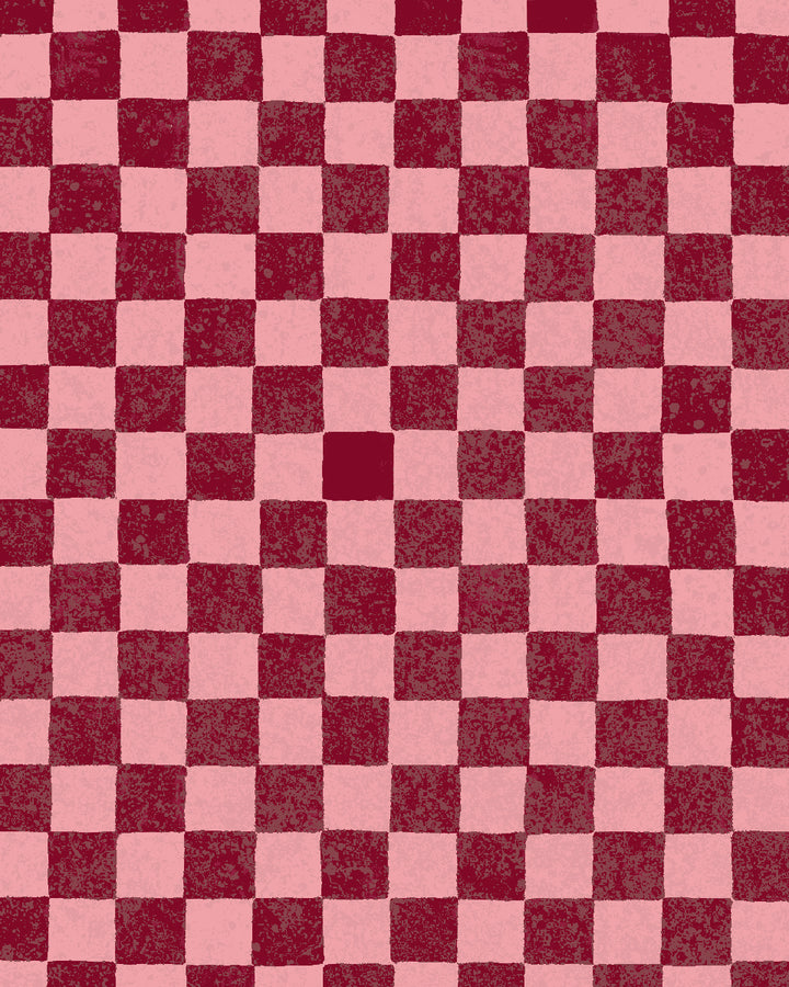 'Le Check' Wallpaper by Clare V. - Red Rouge