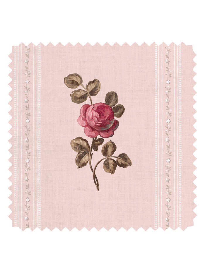 'Le Rosebud' Linen Fabric by Clare V. - Blush Rose
