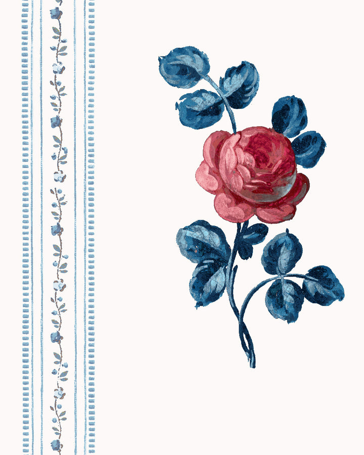 'Le Rosebud' Wallpaper by Clare V. - Rouge Blue