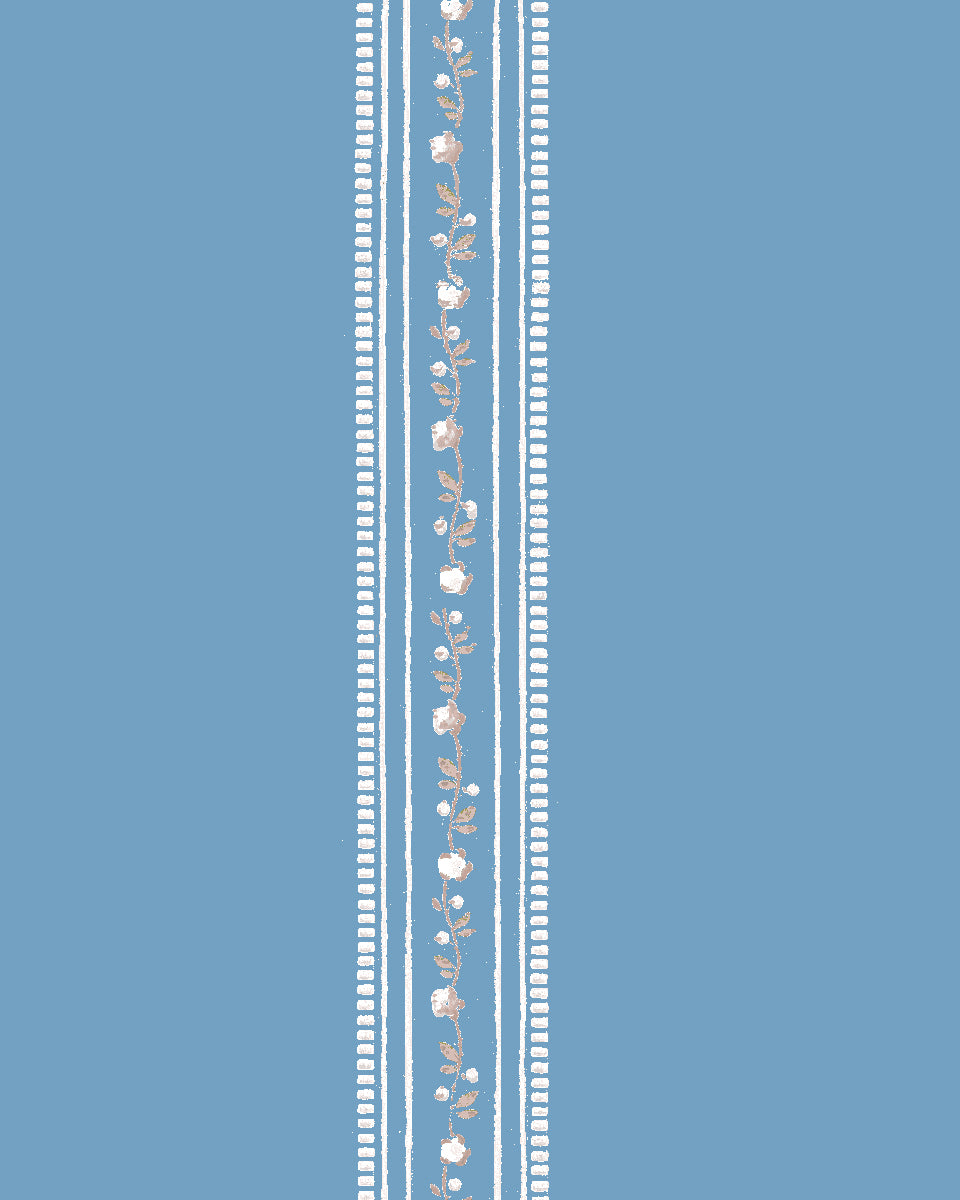 'Le Trellis' Wallpaper by Clare V. - Azure Cream