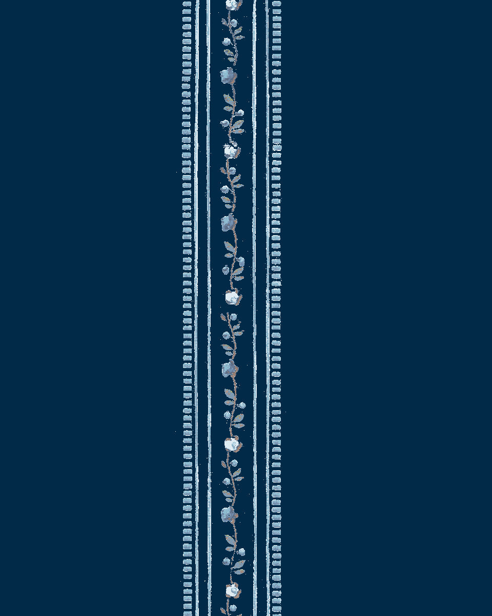 'Le Trellis' Wallpaper by Clare V. - Navy Sky