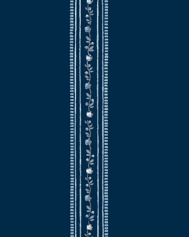 'Le Trellis' Wallpaper by Clare V. - Navy Sky