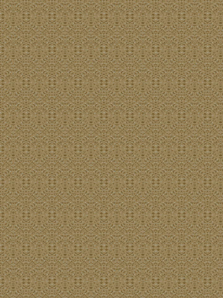 Liliana wallpaper in Wild Thristle: tonal olive-brown sprigs on a warm khaki-camel ground