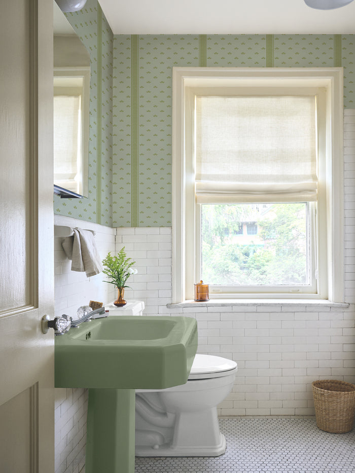'Lotus Line' Wallpaper by Wallshoppe - Dried Thyme