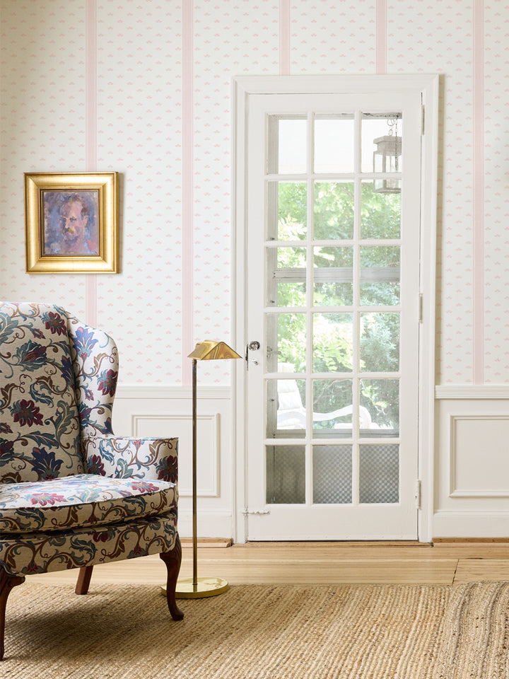 'Lotus Line' Wallpaper by Wallshoppe - Dusty Pink - Room Shot