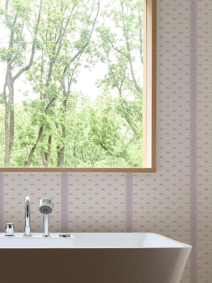 'Lotus Line' Wallpaper by Wallshoppe - Lavender