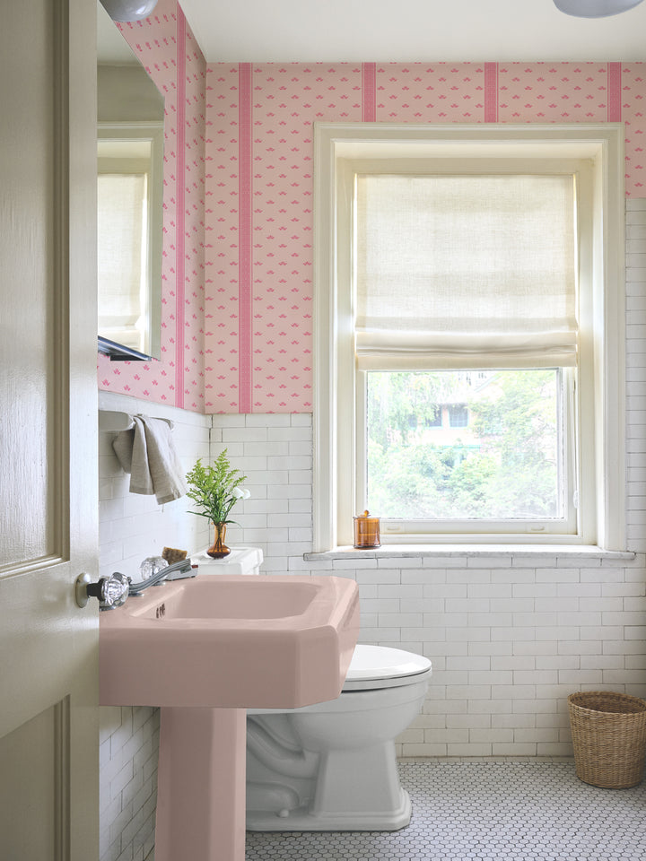 'Lotus Line' Wallpaper by Wallshoppe - Petal Punch - Room Shot