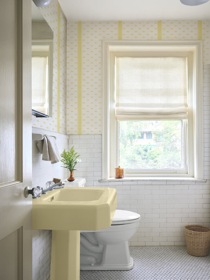 'Lotus Line' Wallpaper by Wallshoppe - Sunny Yellow