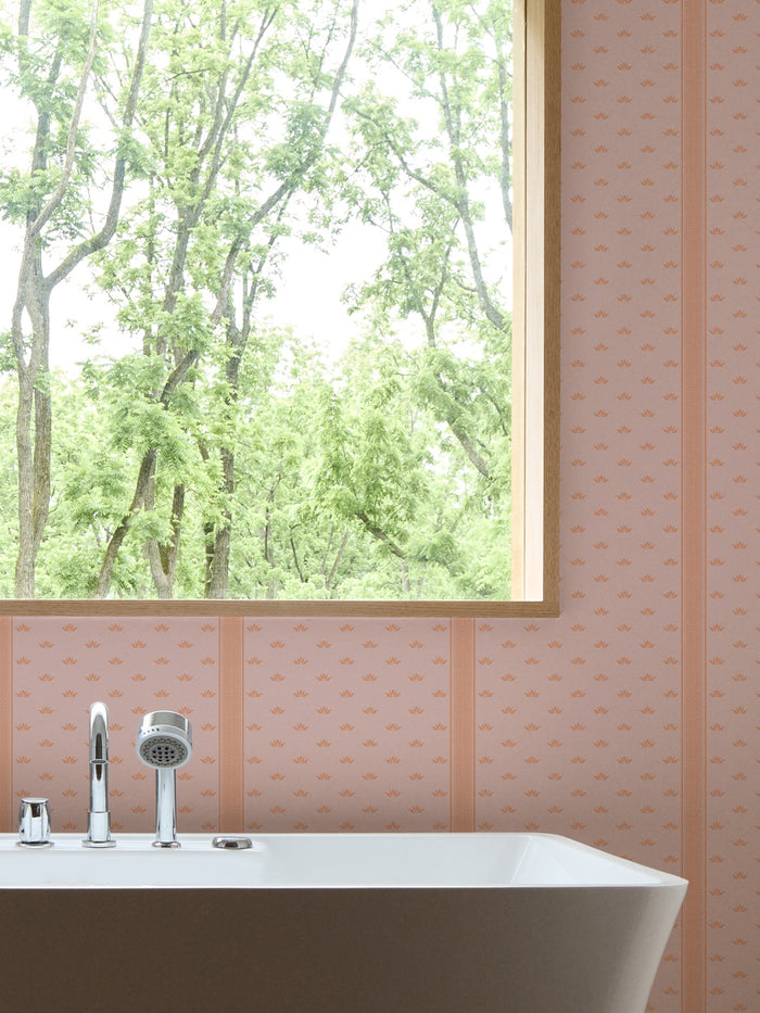 'Lotus Line' Wallpaper by Wallshoppe - Tangerine Blush